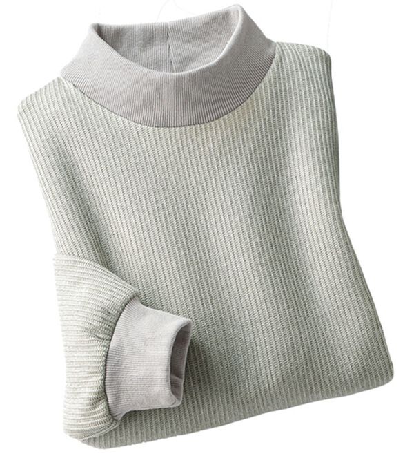 「ニット風トレーナー（メンズトレーナー）」｜ミックスグレー