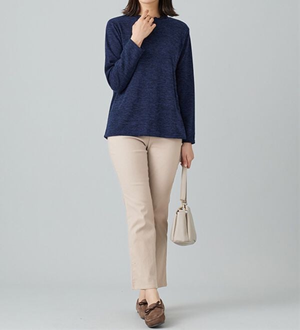 BELLUNA（ベルーナ）の「【選べる裏起毛】静電気防止！ヘリンボーンブーツカットパンツ（フルレングスパンツ）」｜詳細画像