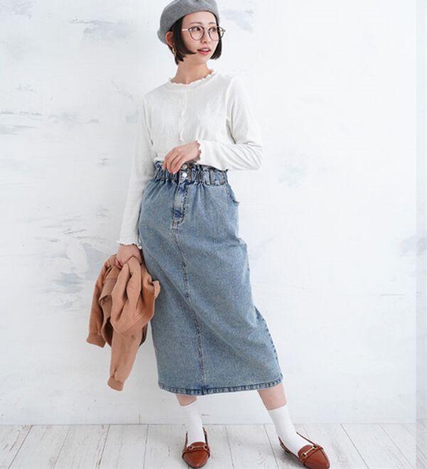 A HAPPY MARILYN（アハッピーマリリン）の「【Ｌ～６Ｌ】ウエストギャザーでお腹スッキリタイトスカート（ロングスカート）」｜詳細画像