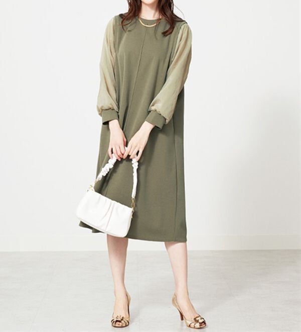 BELLUNA（ベルーナ）の「シアー袖デザインワンピース（その他ワンピース）」｜詳細画像