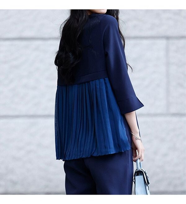 RANAN（ラナン）の「楽ちんキレイ見え！バックプリーツセットアップ（ブラウススーツ）」｜詳細画像