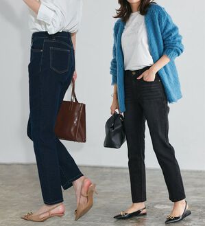 Pierrot（ピエロ）の「【ストレッチ素材】大人のためのゆるテーパードデニムパンツ（フルレングスパンツ）」｜詳細画像