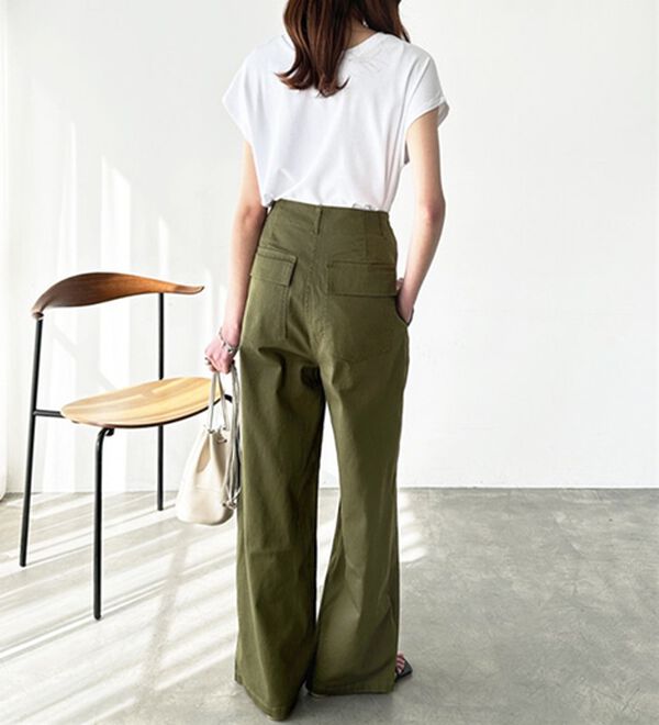 GeeRA（ジーラ）の「コットンワイドベイカーパンツ（フルレングスパンツ）」｜詳細画像