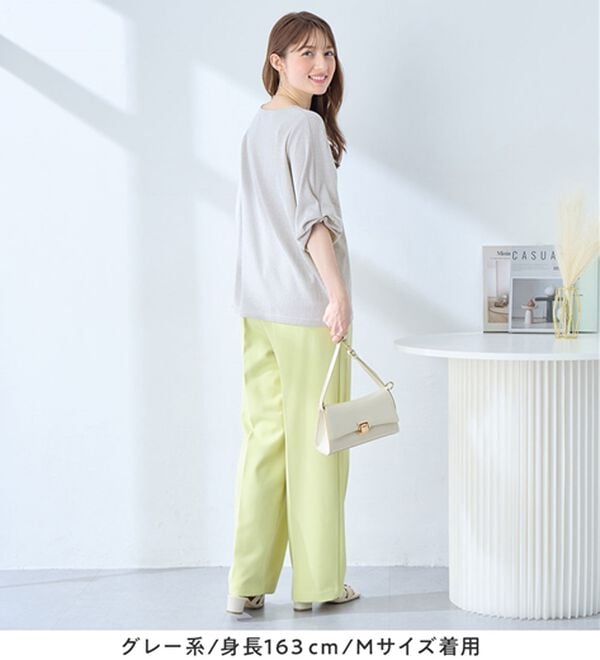 alotta（アロッタ）の「さらっと軽い綿混ストライプ袖タックプルオーバー（ブラウス）」｜詳細画像