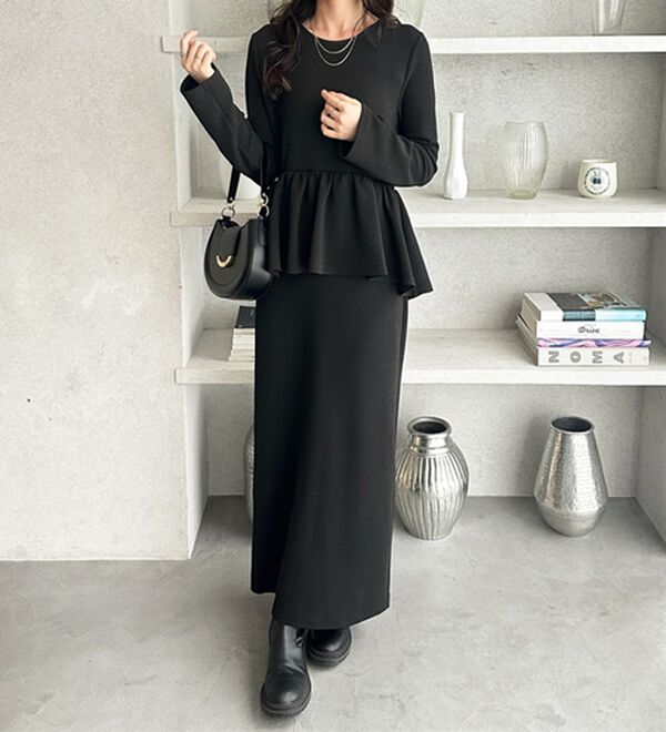 GeeRA（ジーラ）の「楽ちん！ペプラムデザインワンピース（カットソーワンピース）」｜詳細画像