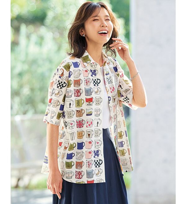 BELLUNA（ベルーナ）の「遊び心はずむ！綿１００％プリントシャツ（シャツ）」｜詳細画像
