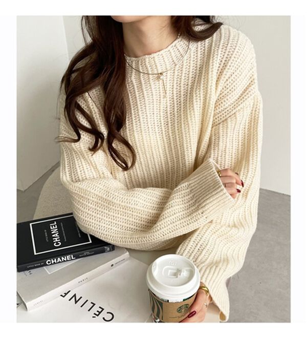 GeeRA（ジーラ）の「ラーベン編モヘアタッチニットトップス（ニット・セーター）」｜詳細画像