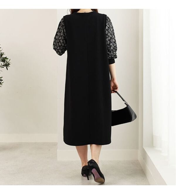 BELLUNA（ベルーナ）の「ジャカード素材袖切替ワンピース（カットソーワンピース）」｜詳細画像