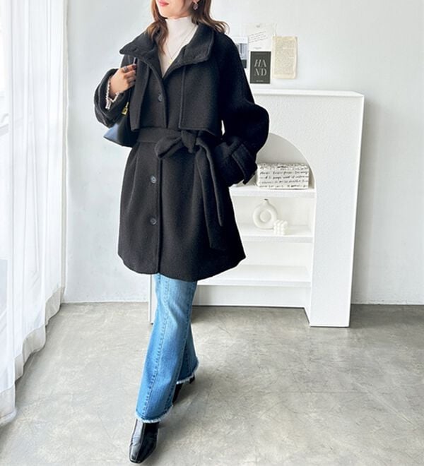 GeeRA（ジーラ）の「リングウールライクスタンドカラーコート（ハーフコート）」｜詳細画像