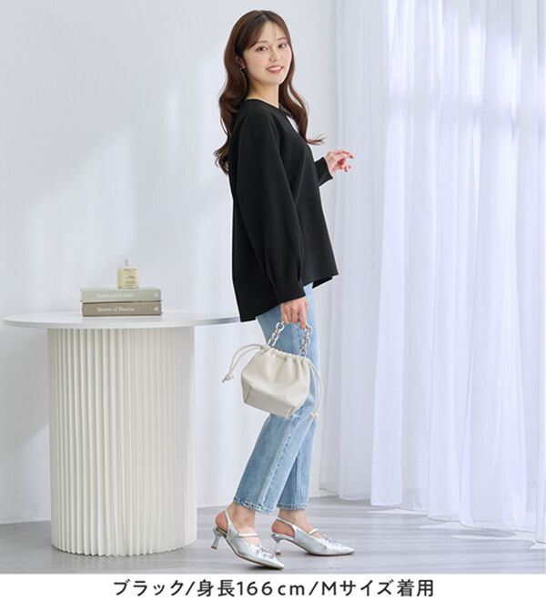 alotta（アロッタ）の「【シワになりにくい】エンボス裏起毛キーネックゆるトップス（カットソー）」｜詳細画像