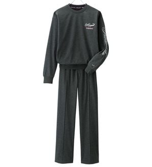 「＜クロコダイル＞デザインホームスーツ（メンズルームウェア）」｜クルーネックグレー