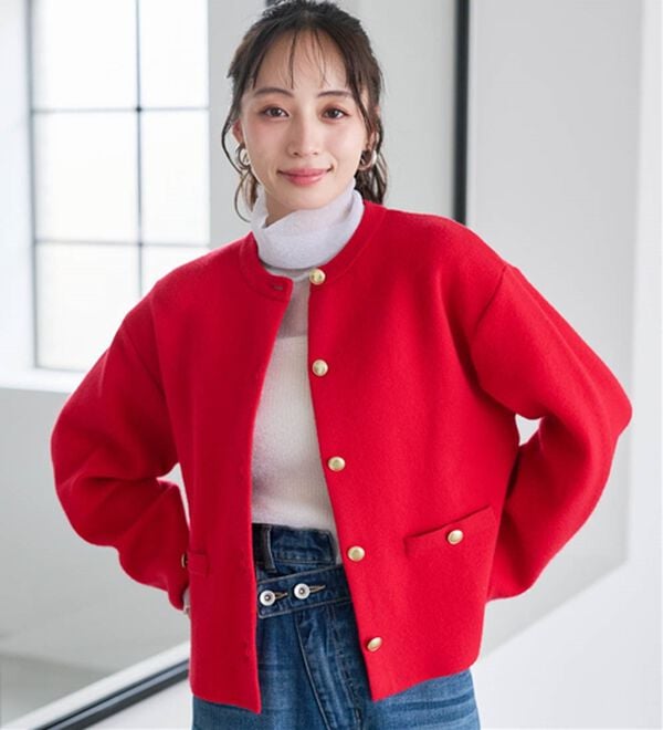 RANAN（ラナン）の「【4つの機能付き】洗える！ゴールド調ボタンニットカーディガン（ニットカーディガン）」｜詳細画像