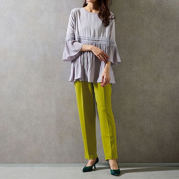 RANAN（ラナン）の「美脚カットジョーゼットタックパンツ（フルレングスパンツ）」｜詳細画像