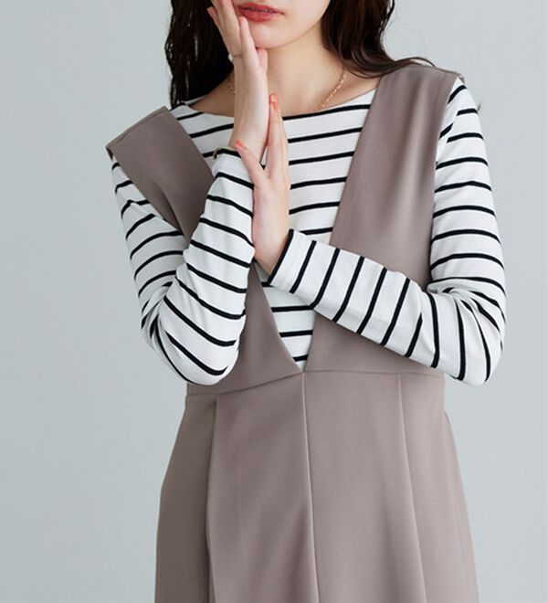 Pierrot（ピエロ）の「【ネックが選べる】テレコリブカットソー（カットソー）」｜詳細画像