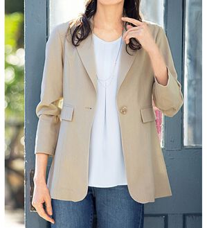ルフラン（ルフラン）の「きちんと見えする麻入りジャケット（その他ジャケット）」｜ベージュ