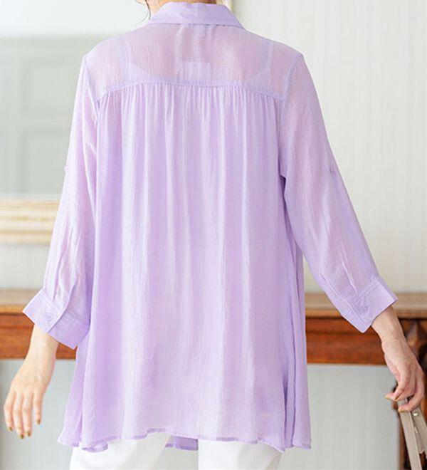 BELLUNA（ベルーナ）の「スラブ素材ドレープシャツチュニック（チュニック）」｜詳細画像