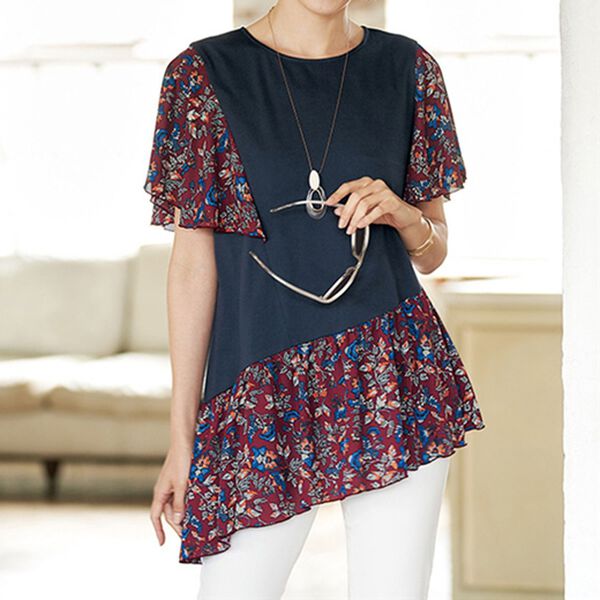 BELLUNA（ベルーナ）の「更紗柄プリント切替プルオーバー（カットソー）」｜詳細画像