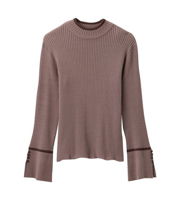 alotta（アロッタ）の「配色デザイン袖ボタンニットプルオーバー（ニット・セーター）」｜詳細画像