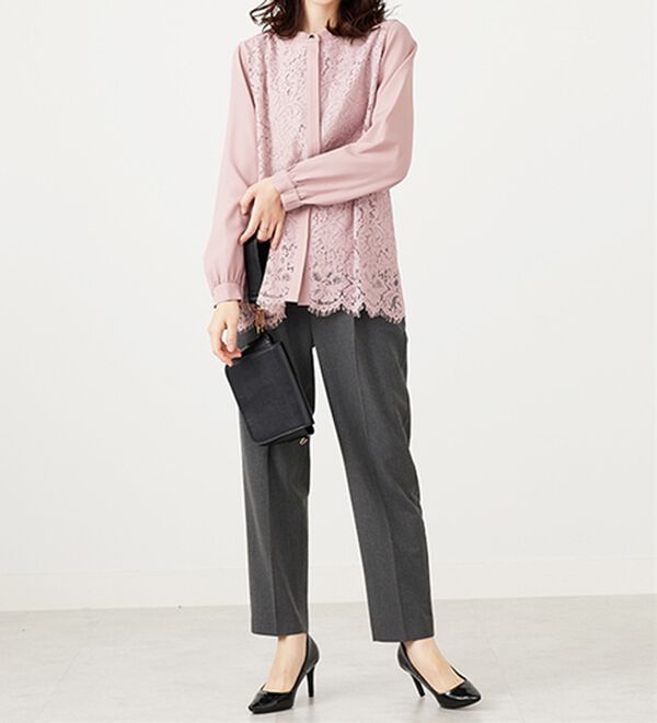 BELLUNA（ベルーナ）の「上品スカラップレース使いシャツチュニック（チュニック）」｜詳細画像