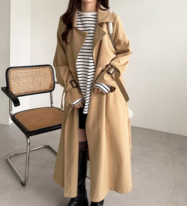 ラペルラトレンチコート　新品未使用 BLANK トレンチコート コート Leather long trench coat
