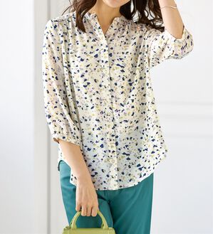 BELLUNA（ベルーナ）の「ギャザー使いレーヨンプリントブラウス（ブラウス）」｜詳細画像