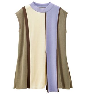 RANAN（ラナン）の「配色ブロッキングノースリーブニット（ニット・セーター）」｜パープル系