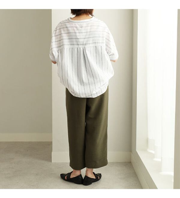 BELLUNA（ベルーナ）の「麻調合繊ボタン使いワイドパンツ（ワイドパンツ・ガウチョ）」｜詳細画像