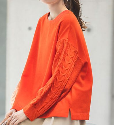 RANAN（ラナン）の「【毛玉になりにくい】裏起毛袖ニットプルオーバー（カットソー）」