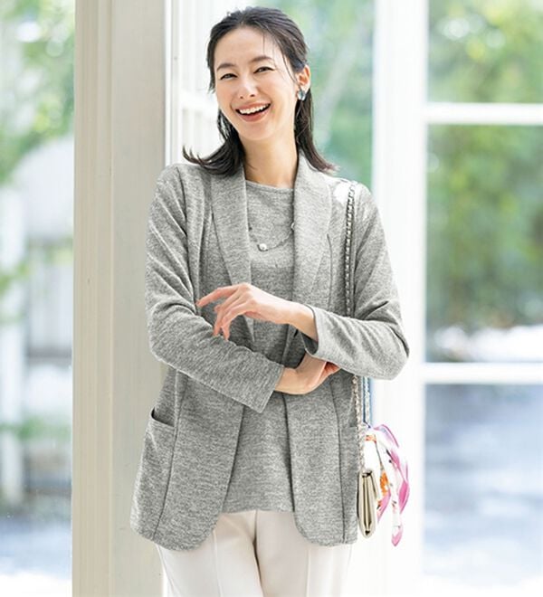 ルフラン（ルフラン）の「軽やかな着心地！メランジ調アンサンブル（アンサンブル）」｜杢グレー