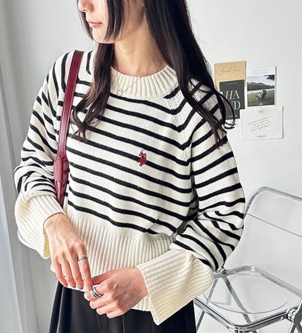 GeeRA（ジーラ）の「【ＵＳ．ＰＯＬＯ　ＡＳＳＮ】ショート丈ニット（ニット・セーター）」｜詳細画像