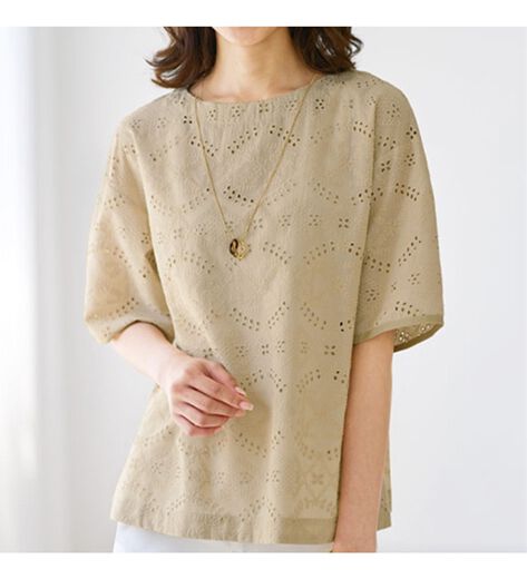 588.※単品※エンブロイダリーレースのふんわりパフスリーブブラウス・長袖※ 588.※単品※エンブロイダリーレースのふんわりパフスリーブブラウス・長袖※