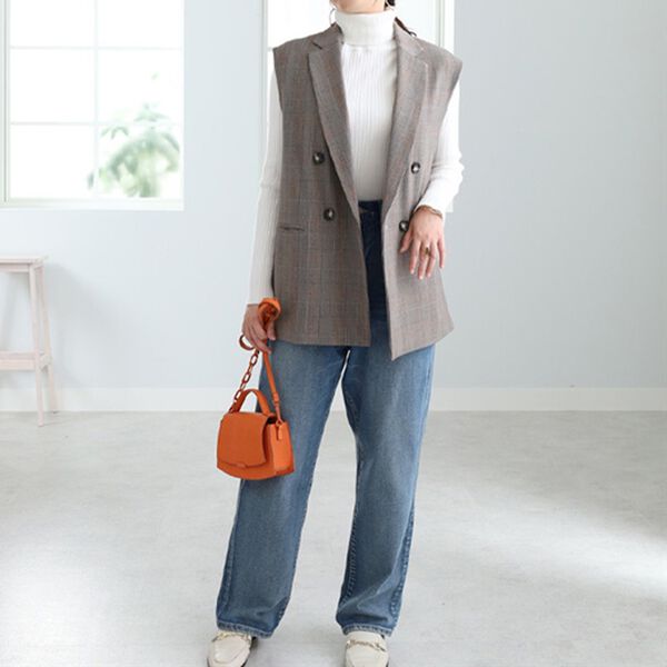 BELLUNA（ベルーナ）の「チェック柄テーラードデザインジレ（ジレ）」｜詳細画像