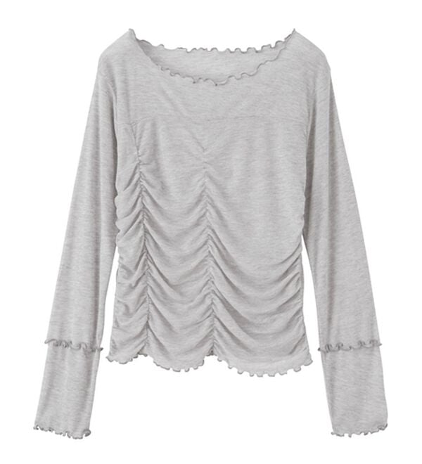 RANAN（ラナン）の「ギャザーデザインシアーTシャツ（Tシャツ）」｜詳細画像