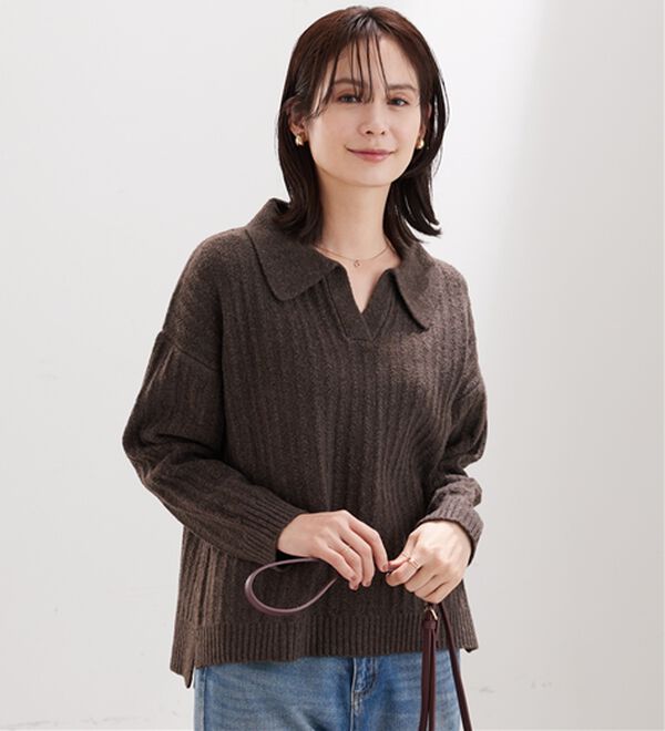 BELLUNA（ベルーナ）の「スキッパー衿編地変化ニットプルオーバー（ニット・セーター）」｜詳細画像