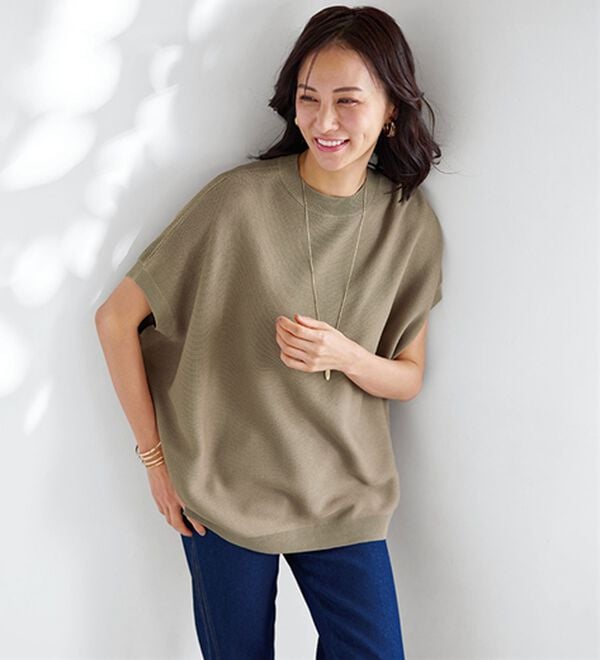 BELLUNA（ベルーナ）の「華奢見せ！ドルマンニットプルオーバー（ニット・セーター）」｜モカ