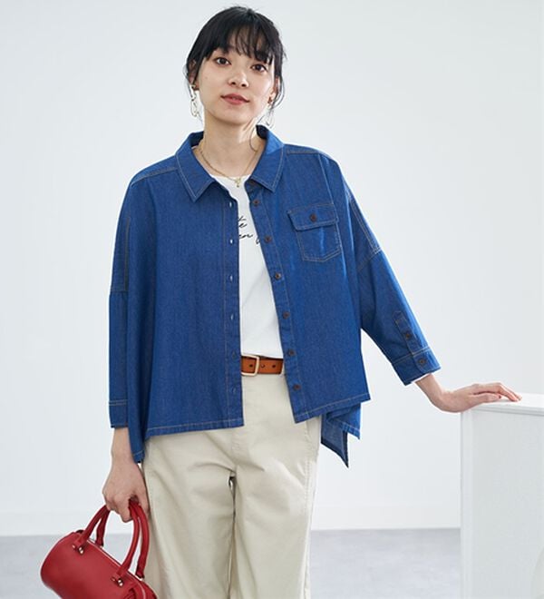 BELLUNA（ベルーナ）の「大人のゆるっと変形デニムシャツ（シャツ）」｜詳細画像