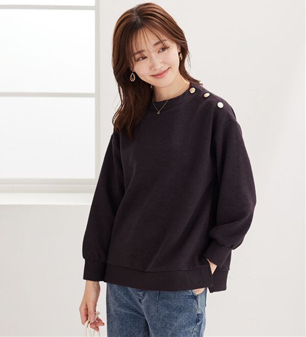 BELLUNA（ベルーナ）の「ジャカード素材肩ボタンプルオーバー（カットソー）」｜詳細画像