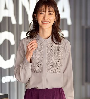BELLUNA（ベルーナ）の「お食事会に！胸元レースブラウス（ブラウス）」｜詳細画像