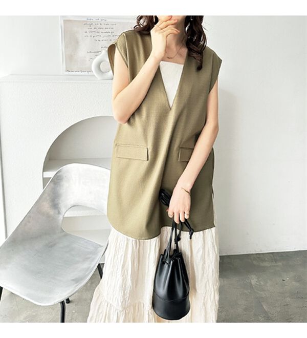 GeeRA（ジーラ）の「リネンライクスラブプルオーバーベスト（ベスト）」｜詳細画像