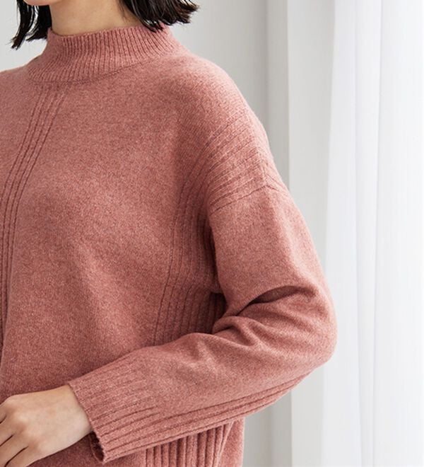 BELLUNA（ベルーナ）の「【快適Ｌａｂ．】洗える＆チクチクしにくい！ウール調ニットプルオーバー（ニット・セーター）」｜詳細画像