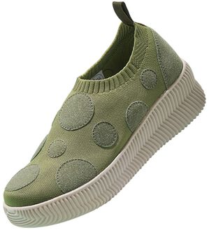 ルフラン（ルフラン）の「＜ゴムゴム＞厚底軽量ニットスニーカー（スニーカー）」｜オリーブ