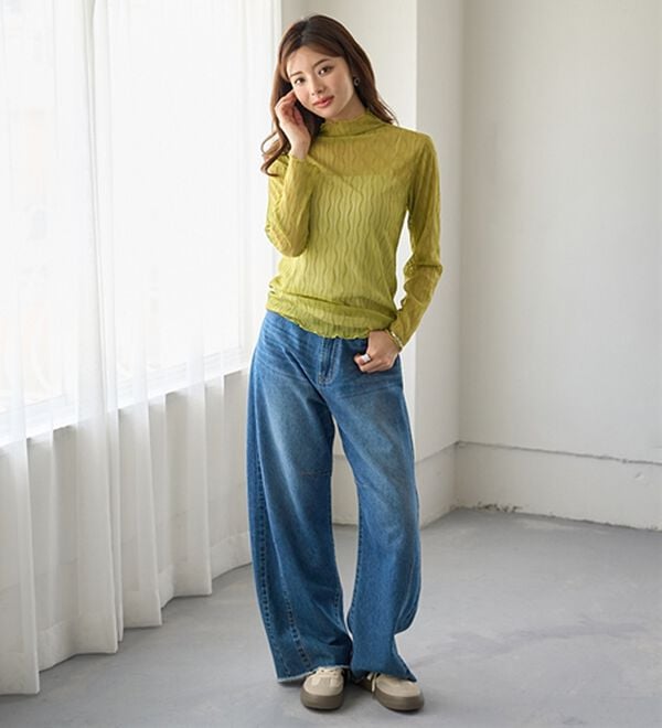 BELLUNA（ベルーナ）の「波柄立体ジャカードシアーインナー（カットソー）」｜詳細画像