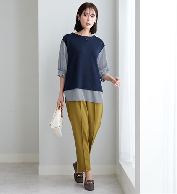 BELLUNA（ベルーナ）の「ラメ調素材シャツフェイクチュニック（チュニック）」｜詳細画像