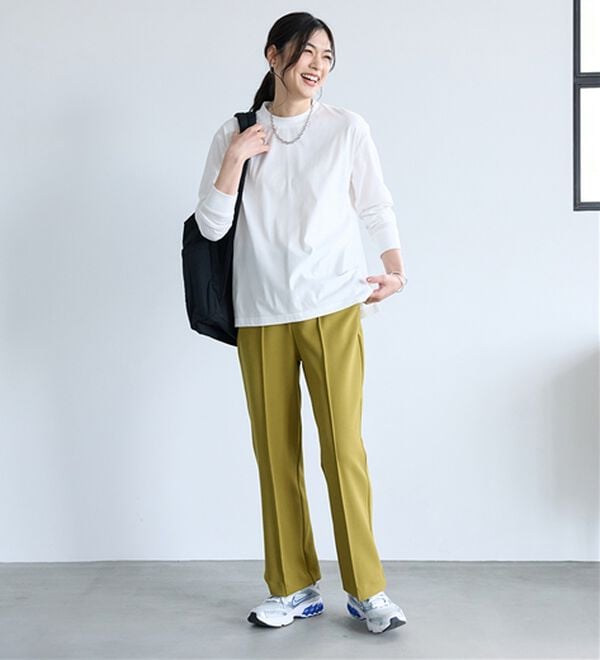 BELLUNA（ベルーナ）の「【汗ジミ対策◎】＜エアリーアイスコットン＞オーバーサイズＴシャツ【選べる袖丈】（カットソー）」｜詳細画像