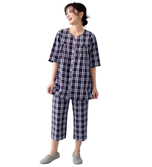 LAVIENNE（ラヴィエンヌ）の「綿１００％サッカーパジャマ（パジャマ・ルームウェア）」｜詳細画像