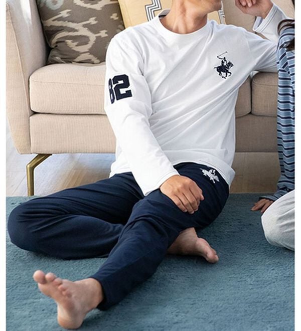 「＜ビバリーヒルズ・ポロクラブ＞男女兼用ブランドデザインルームウェア（メンズルームウェア）」｜ホワイトセット