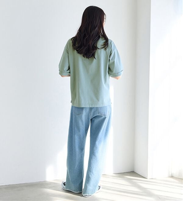 BELLUNA（ベルーナ）の「小顔見せ！ヒンヤリハイネックオーバーサイズＴシャツ（Tシャツ）」｜詳細画像