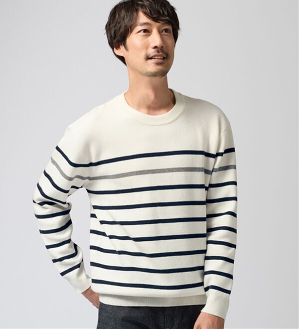 REMEN'S（リメンズ）の「【洗える】やわらかタッチボーダークルーネックセーター（メンズニット・セーター）」｜詳細画像