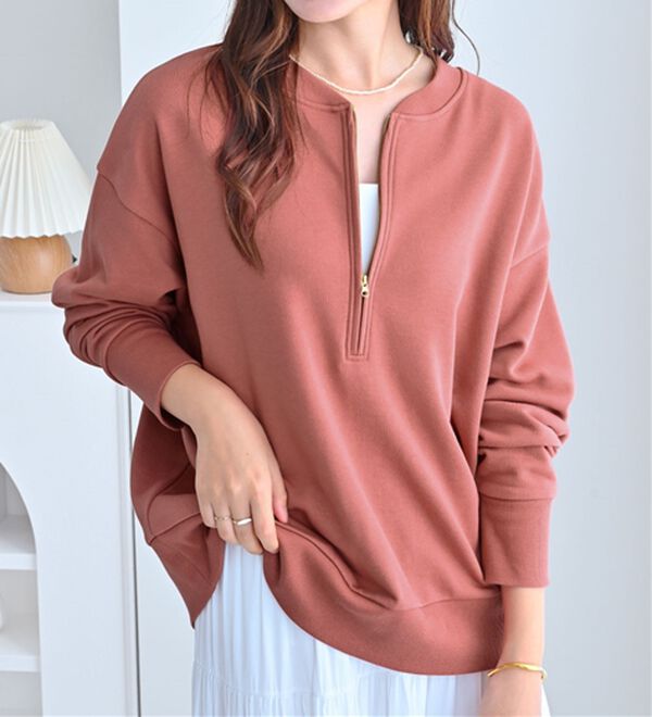 本物 バルマン スウェット トレーナー XL ピンクパープル系 ラベンダー系 抜け感！ハーフジップ大人スウェット - ベルーナ【公式】