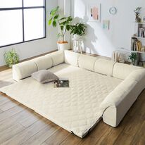 iellio（イエリオ）の「はっ水ゆったり・まったりクッション一体型ラグ＜布帛（フハク）タイプ・フロアソファ・ローソファー・ロングシーズン＞（ラグ）」